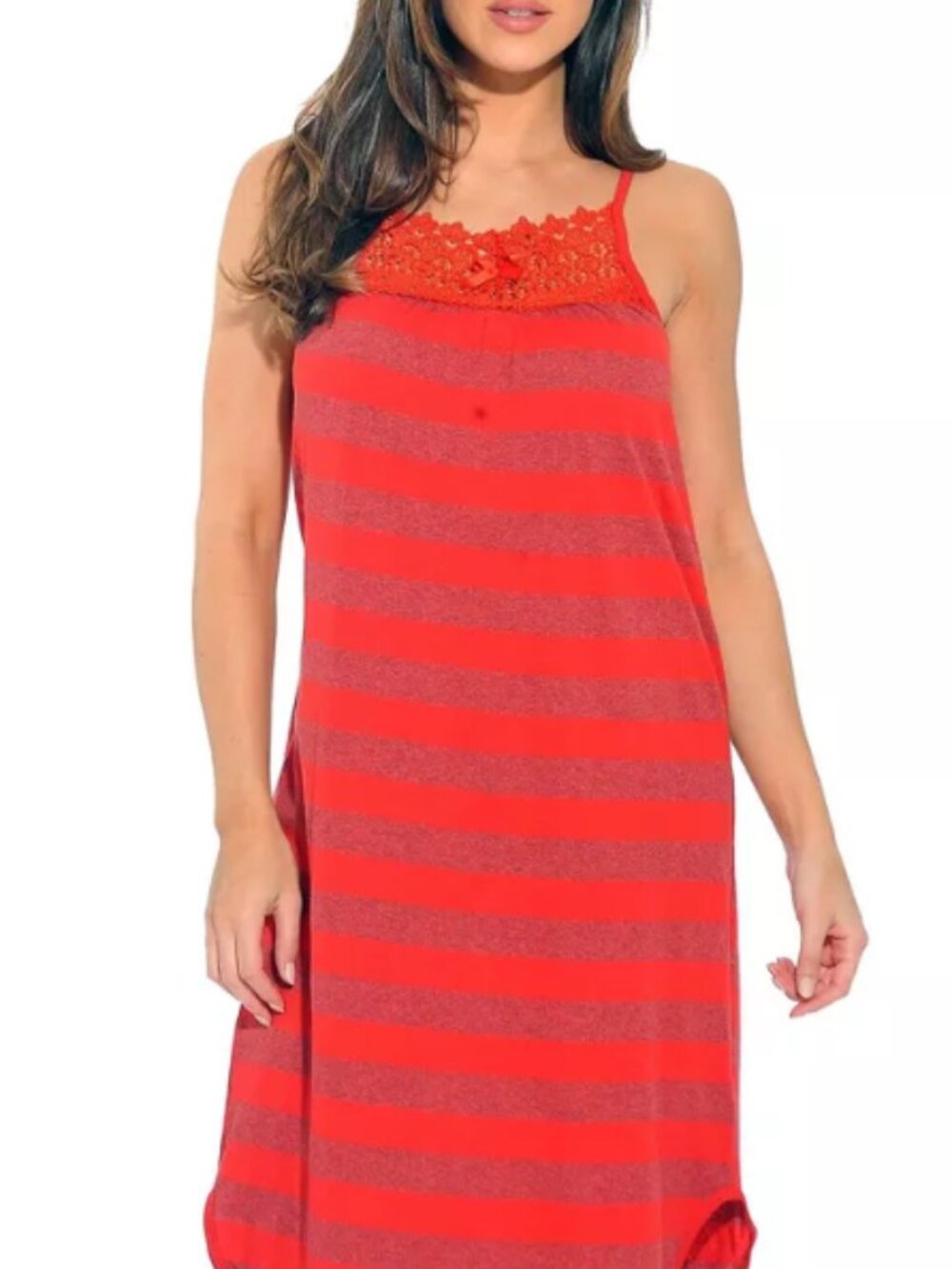 Just Love/Dream Crest Spaghetti Strap Stripe Womens Nightgown with Lace Trim